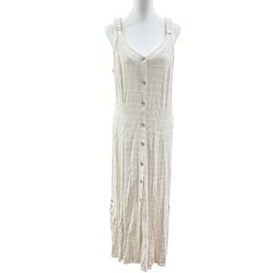 Regine Los‎ Angeles White Maxi Dress M Button Front Sleeveless Boho Beach Resort